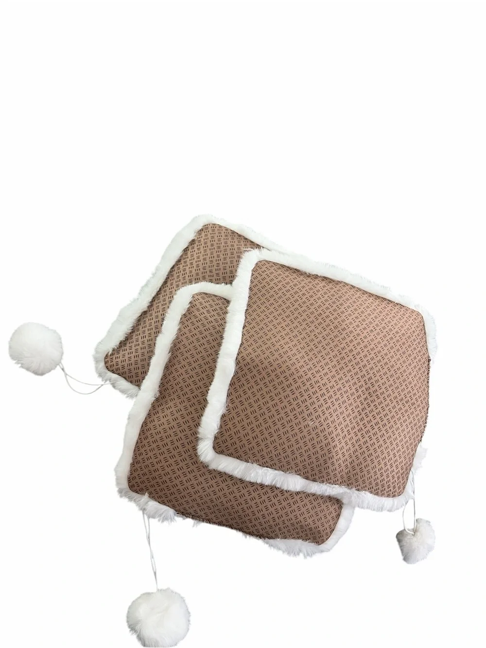 Plush Faux Fur Pom-Pom Cat Bed or Tower Pad - 3 pack!